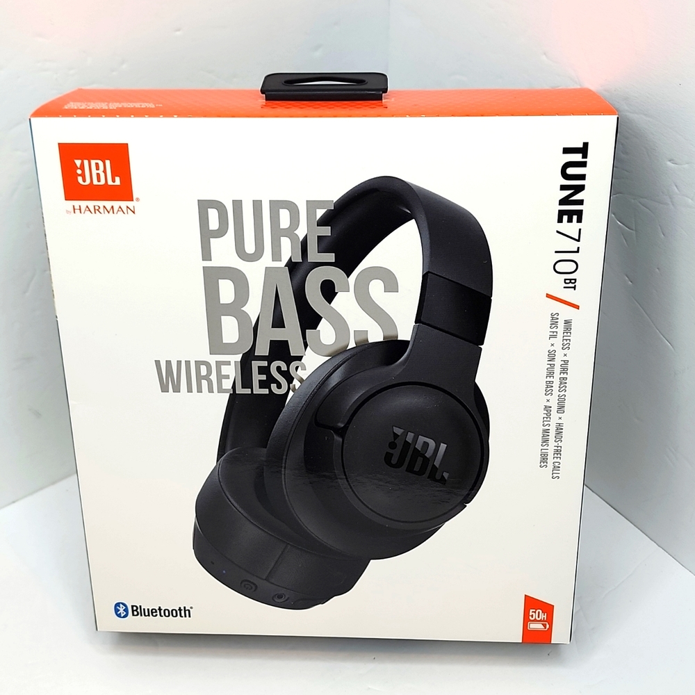 JBL PURE BASS WIRELESS HEADPHONES,   TUNE 710BT, BLACK